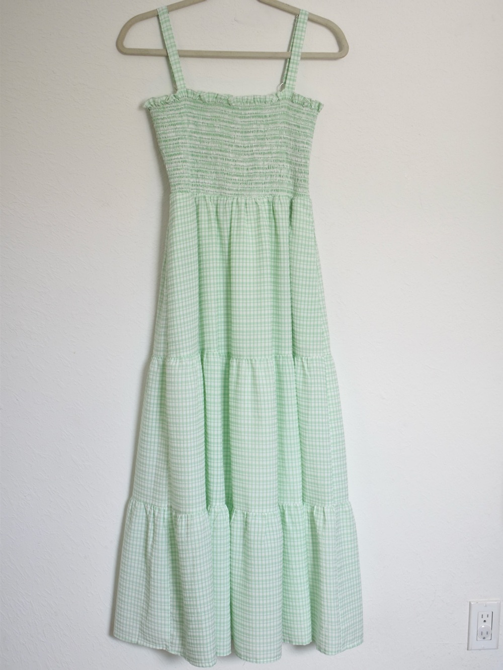 Petal & Pup Light Green Gingham Midi Dress